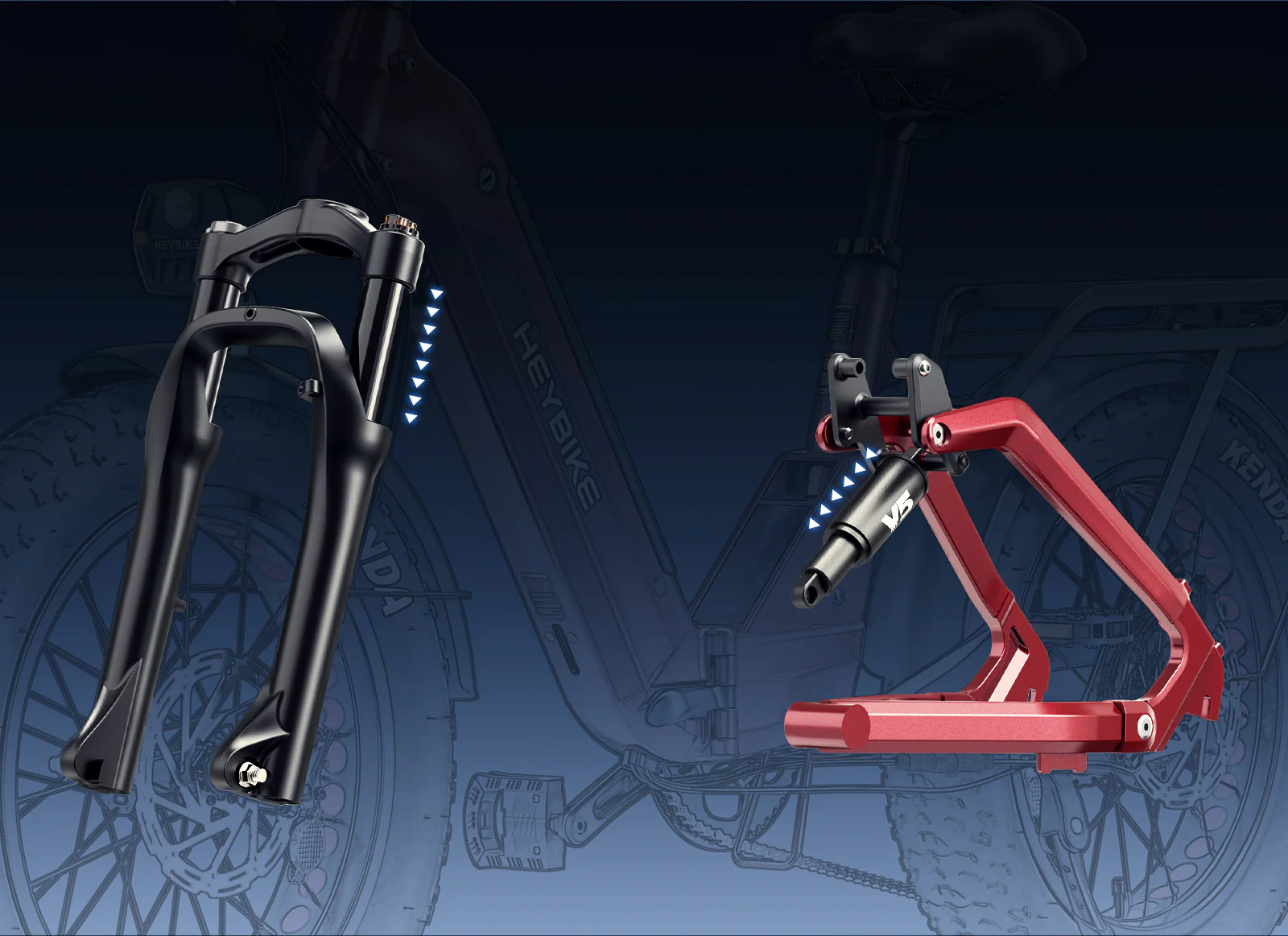 Front fork and rear shock detail